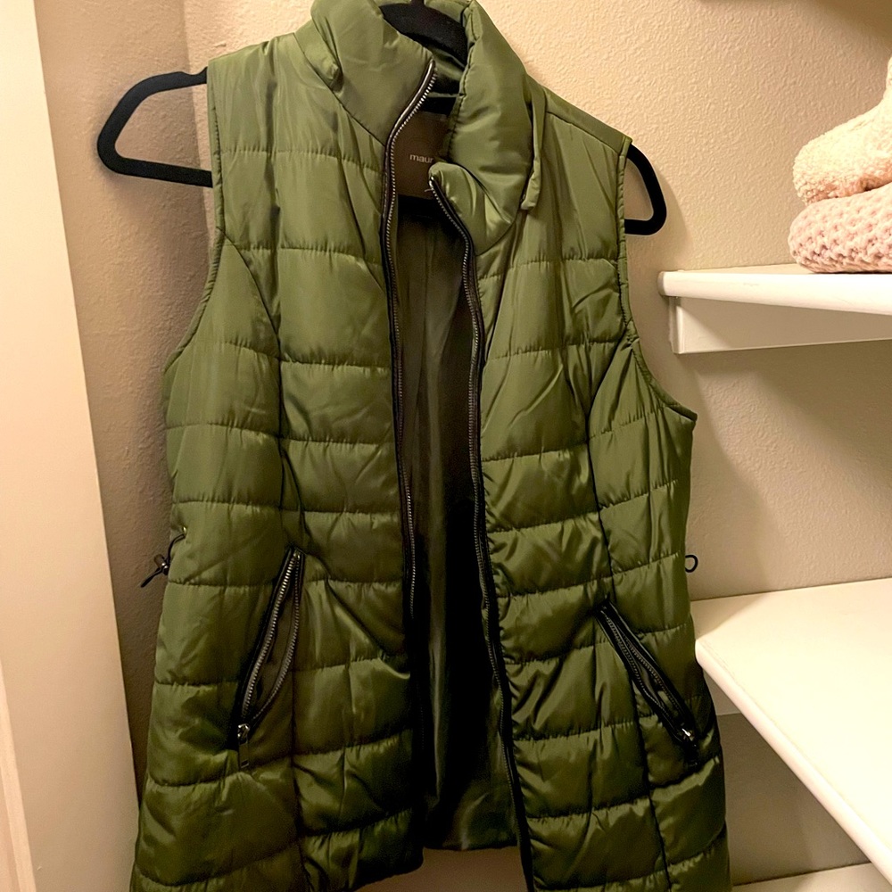 Green puffer vest. From Maurice’s. Size medium